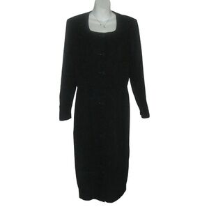 Vintage Special Effects Dress Black Button Down Beaded Duster Gothic Goth Tall